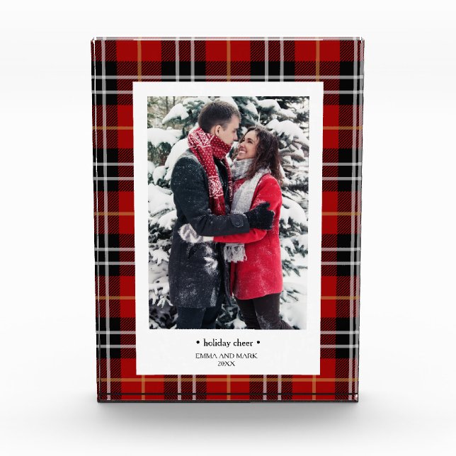 Holiday Cheer Kariertes Foto Block (Vorderseite)