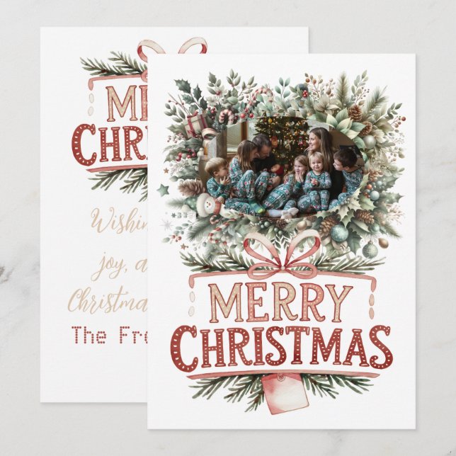 Holiday Cheer: Personalized Family Greeting Feiertagskarte (Vorne/Hinten)