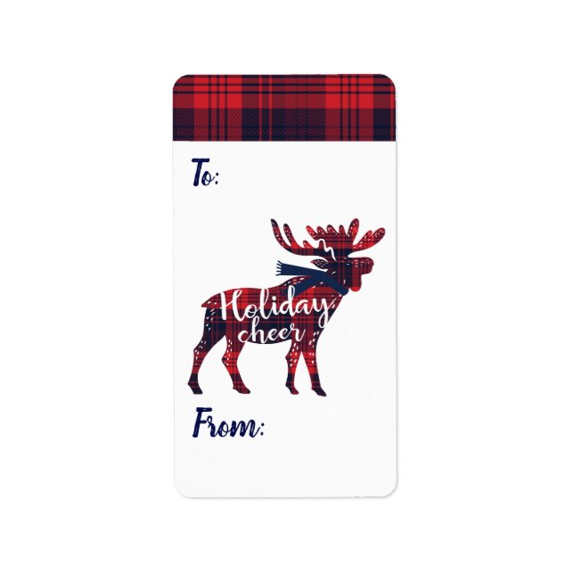 Holiday Cheer | Red Buffalo Kariert Elche Weihnach Adressaufkleber (Vorne)