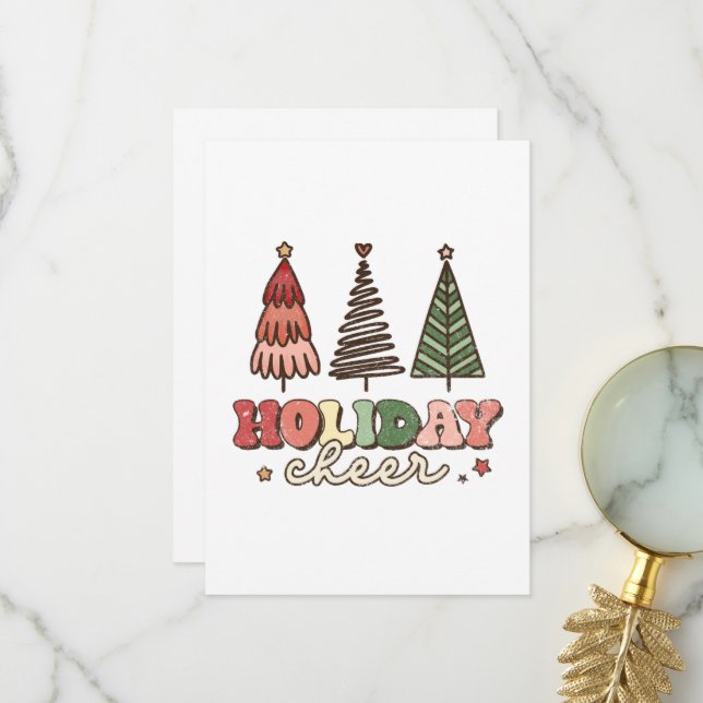 Holiday Cheer Retro Weihnachten Dankeskarte (Vorderseite/Rückseite Beispiel)