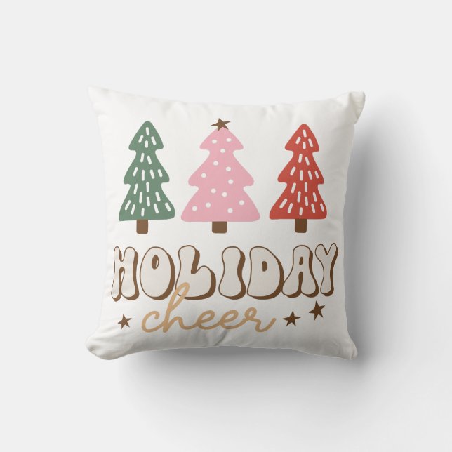 Holiday Cheer Retro Weihnachten Kissen (Vorderseite)