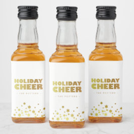 Holiday Cheer | Spaß Weihnachten White & Gold Mini Alkoholflaschenetikett