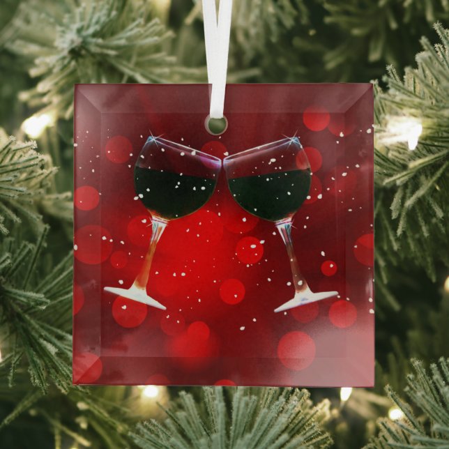 Holiday Cheer Wein Brillen Toasting Ornament Aus Glas (Insitu)