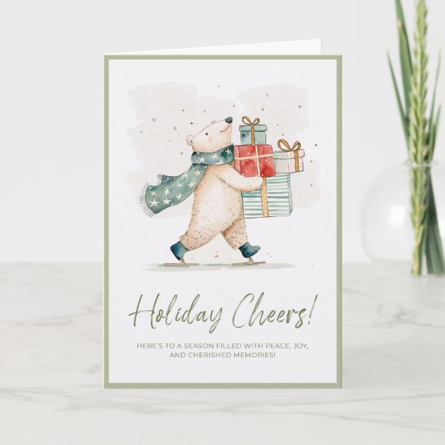 Holiday Cheers Bear Karte (Vorderseite)