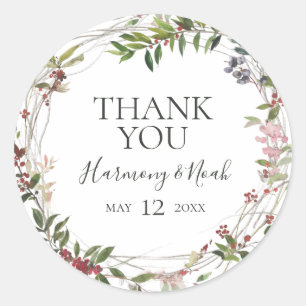 Holiday Chic Botanical Danke Gastgeschenk Hochzeit Runder Aufkleber