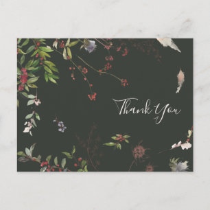 Holiday Chic Botanical Dark Green Vielen Dank Postkarte