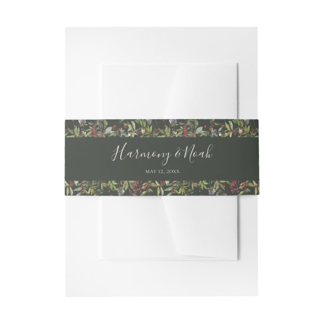 Holiday Chic Botanical | Dark Green Wedding Invita Einladungsbanderole (Vorderseite Beispiel)