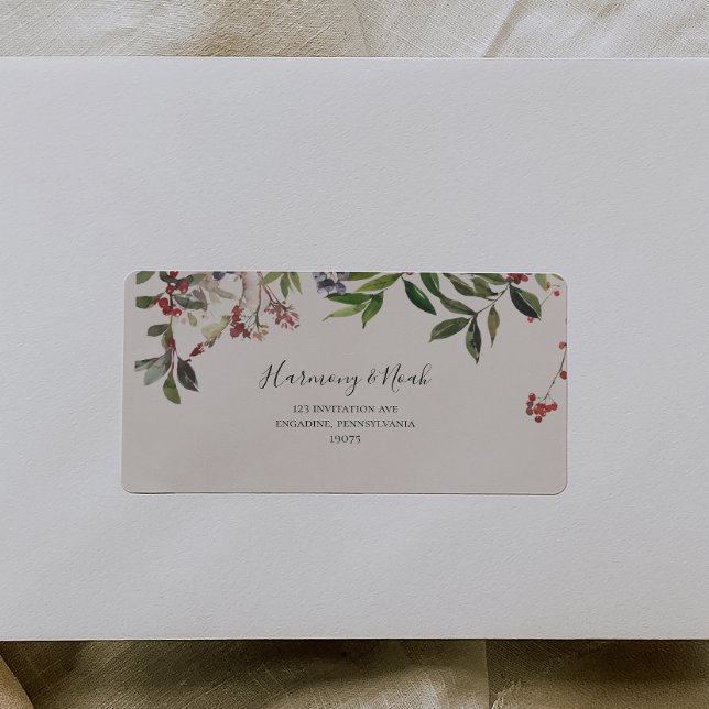 Holiday Chic Botanical Ivory UAWG Address Label Adressaufkleber (Von Creator hochgeladen)