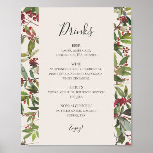 Holiday Chic Botanical   Menü "Champagner Drinks" Poster