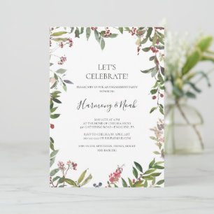 Holiday Chic Botanical White Let's Celebrate Einladung