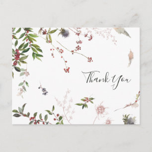 Holiday Chic Botanical   White Wedding Vielen Dank Postkarte