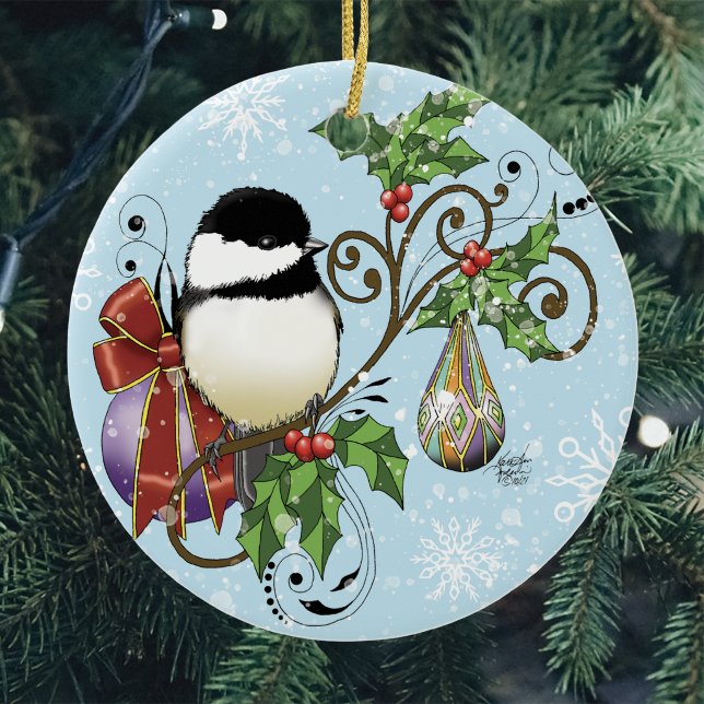 Holiday Chickadee Keramik Ornament (Von Creator hochgeladen)