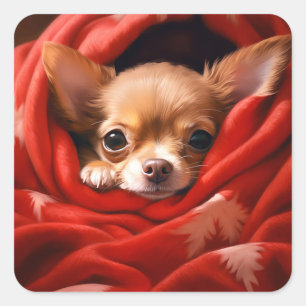 Holiday Chihuahua Quadratischer Aufkleber
