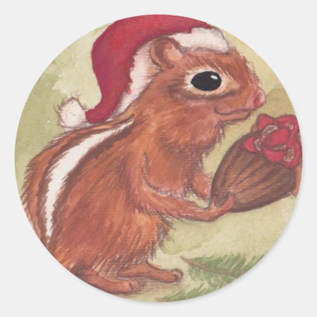 Holiday Chipmunks Runder Aufkleber (Vorderseite)