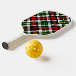 Holiday Christmas Plaid Monogram Initial Sports Pickleball Schläger
