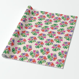 Holiday Christmasy Hearty Florals Geschenkpapier
