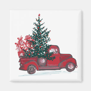 Holiday Classic Red Lieferwagen Truck Magnet