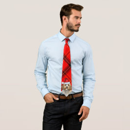 Holiday Cockapoo Weihnachtshund auf Red Kariert Krawatte