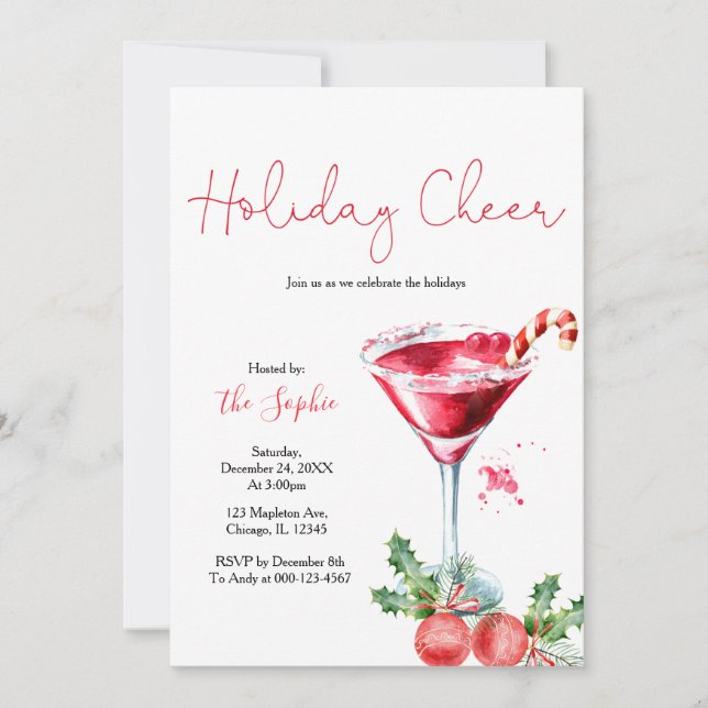 Holiday Cocktail Holiday Chefkoch Weihnachten Part Einladung (Vorderseite)