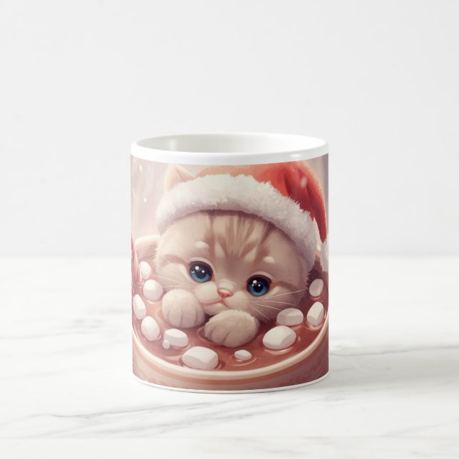 “Holiday Cocoa Kitty Mug" Cute Christmas Cat  Kaffeetasse (Mittel)