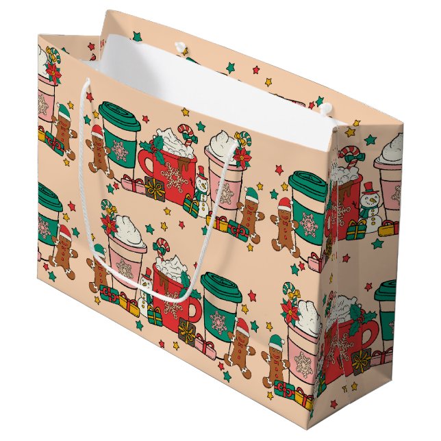Holiday Coffee Apricot Große Geschenktüte (Vorderseite Schrägansicht)