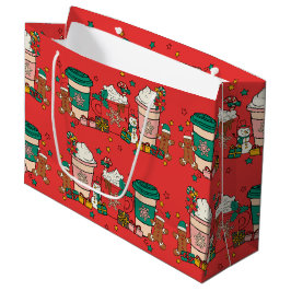 Holiday Coffee Red Große Geschenktasche Geschenktüte