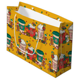 Holiday Coffee Yellow Große Geschenktasche Geschenktüte