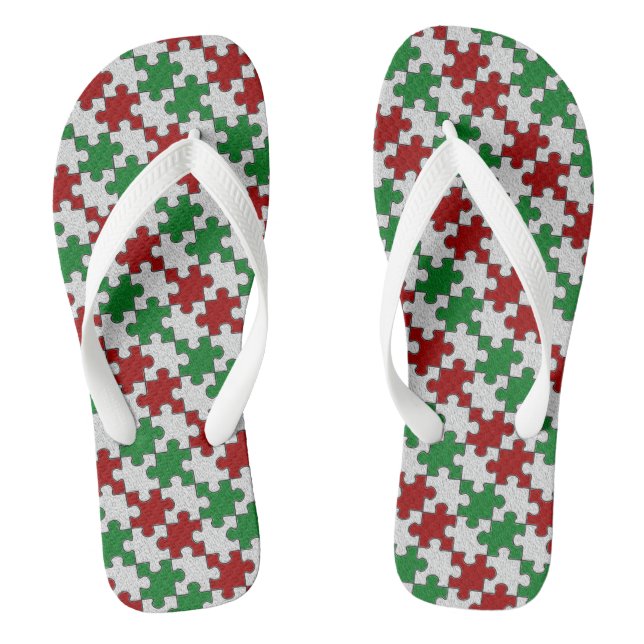 Holiday Colors Jigsaw Pieces Flip Flops (Fußbett)