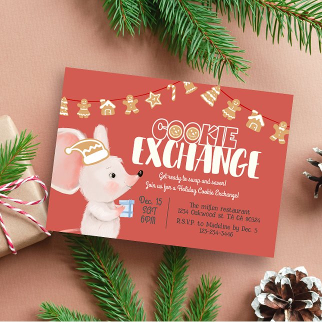 Holiday Cookie Austausch niedliche Maus Einladung (Von Creator hochgeladen)