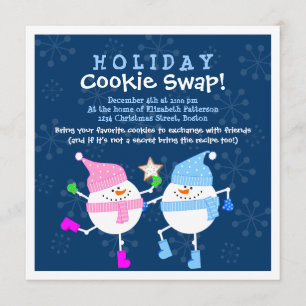 Holiday Cookie Swap Happy Snowmen Einladung