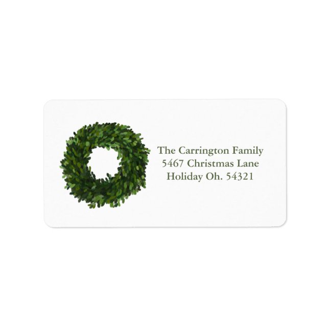 Holiday Country Rustic Boxwood Wreath Address Labe Adressaufkleber (Vorne)