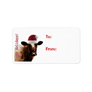 Holiday Cow Gift Labels Adressaufkleber