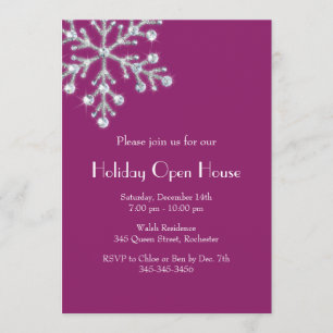 Holiday Crystal Snowflake Open House (Magenta) Einladung