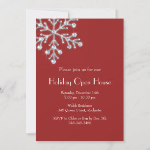 Holiday Crystal Snowflake Open House (rot) Einladung