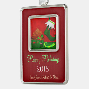 Holiday Cupcake Whimsey PERSONALISIERT Rahmen-Ornament Silber