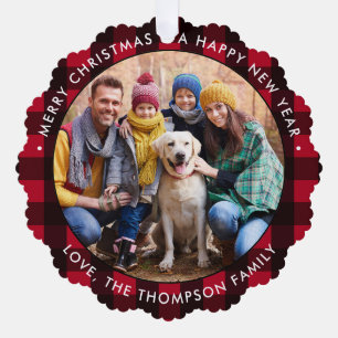 Holiday Custom Foto Bauernhof Red Buffalo Kariert Ornament Karte