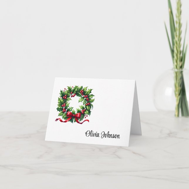 Holiday Custom Name Folded Note Cards Dankeskarte (Vorderseite)