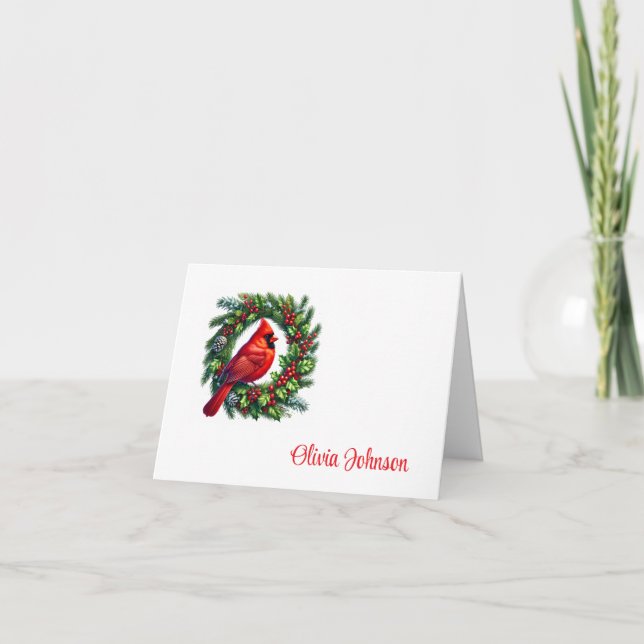 Holiday Custom Name Folded Note Cards Dankeskarte (Vorderseite)