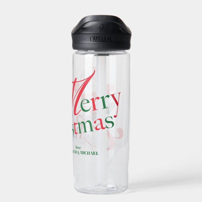 Holiday Custom Name Gift for wife Merry Christmas Trinkflasche (Rückseite)