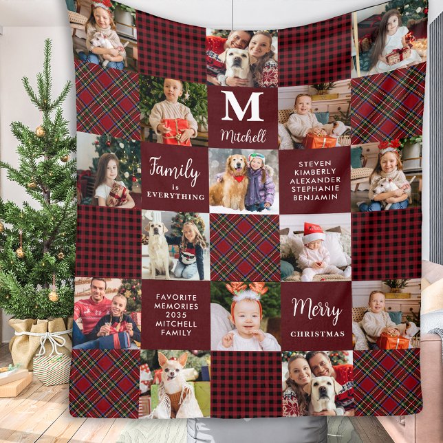Holiday Custom Patchwork Kariert Familie 15 Fotos Fleecedecke (Von Creator hochgeladen)