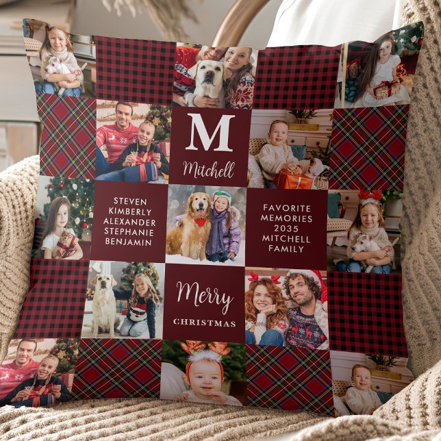 Holiday Custom Patchwork Kariert Familie 15 Fotos Kissen (Von Creator hochgeladen)