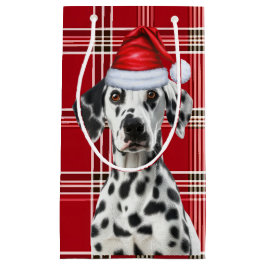 Holiday Dalmatian Dog Red Festive Plaid Christmas Kleine Geschenktüte