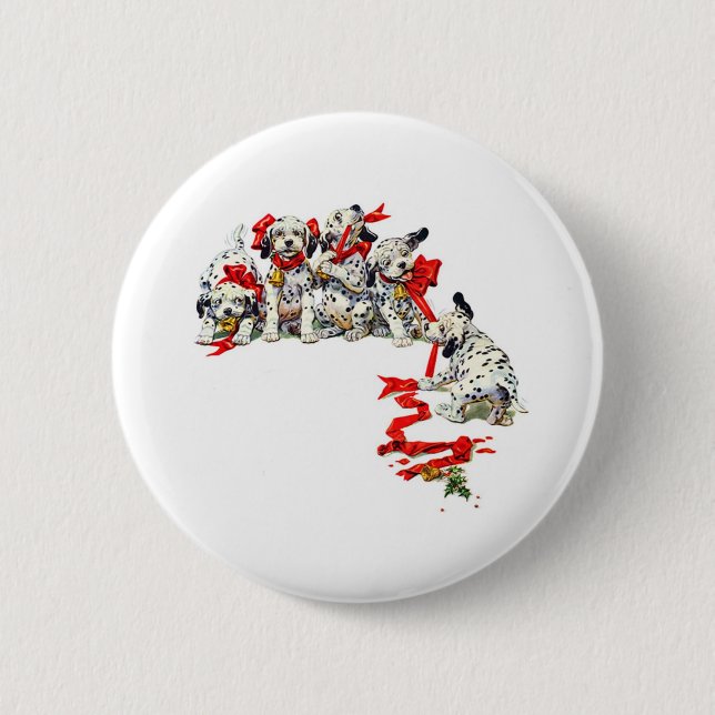 Holiday Dalmatiner Pups Button (Vorderseite)