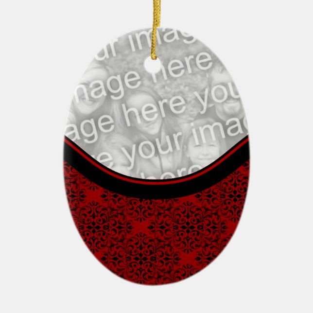 Holiday Damask Oval Ornament (Vorne)