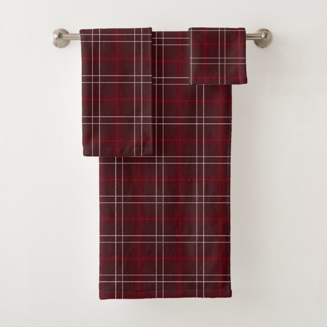 Holiday Dark Red Kariert Badhandtuch Set (Insitu)
