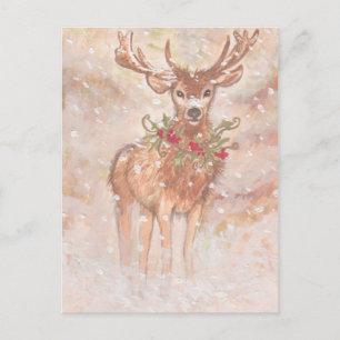 Holiday Deer in Snow Feiertagspostkarte