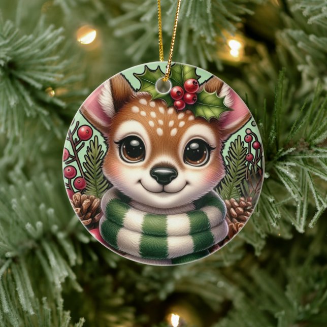 Holiday Deer Keramik Ornament (Baum)