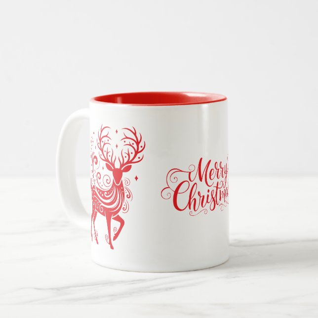 Holiday Deer Zweifarbige Tasse (Vorderseite Links)