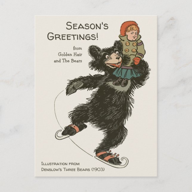 Holiday Denslow's Three Bears Ice-Skaten CC0887 Postkarte (Vorderseite)