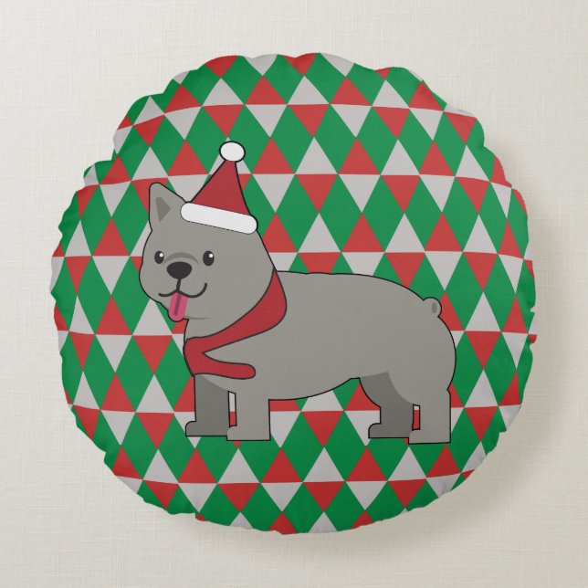 Holiday Diamonds Dog Rundes Kissen (Vorderseite)